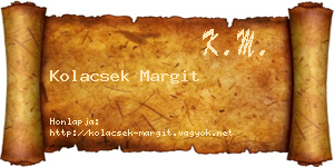 Kolacsek Margit névjegykártya